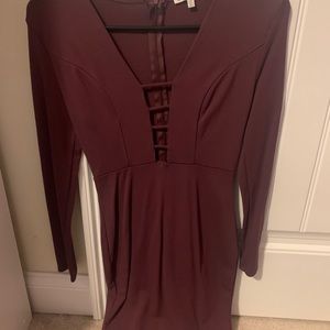 maroon bodycon dress